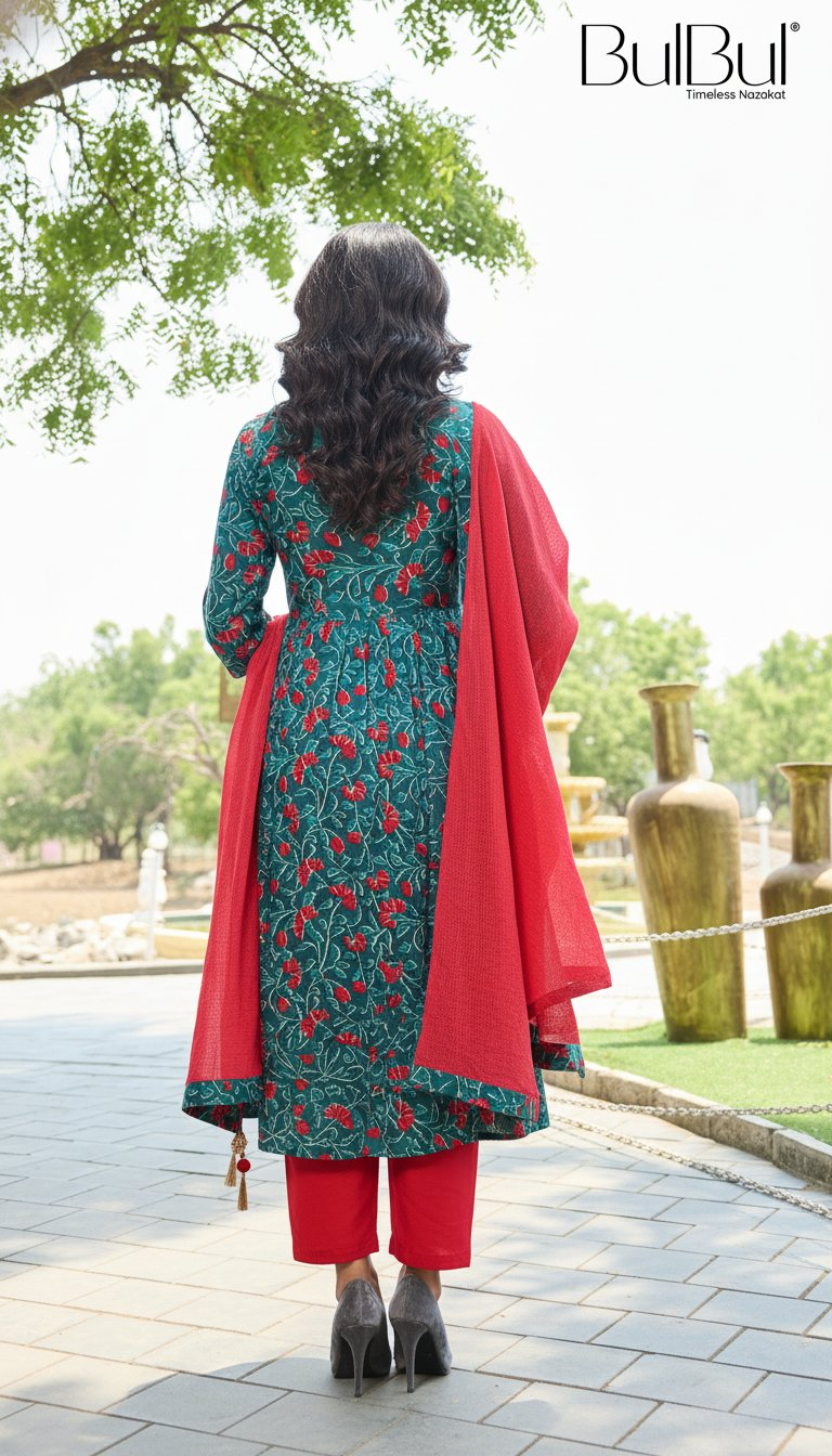 BulBul Anupriya Cotton Blue Kurta Set with Dupatta