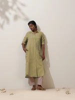 Thumbnail for trueBrowns Fern Green Crochet Natural Cotton Kurta Pant Set