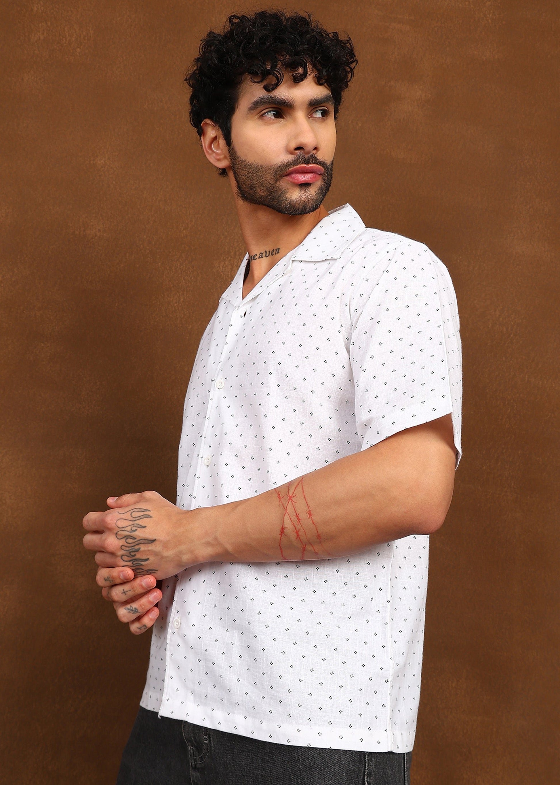 Fabmade Micro Print Short Sleeve Shirt - Distacart