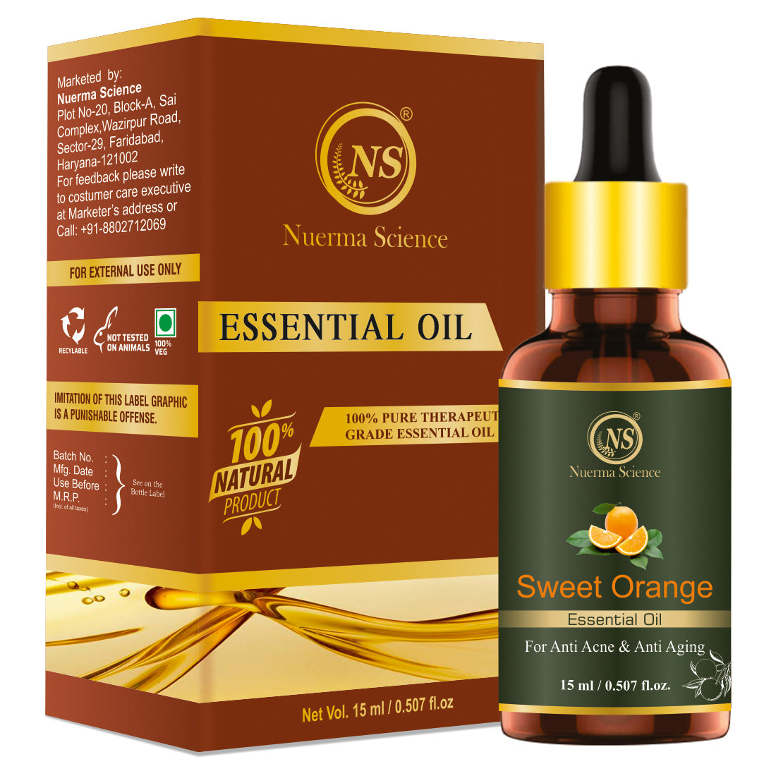 Nuerma Science Sweet Orange Essential Oil for Anti-Acne & Anti-Aging - Distacart