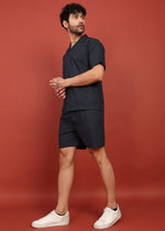 Thumbnail for Fabmade Midnight Black Cuban Collar Co-Ord Set - Distacart