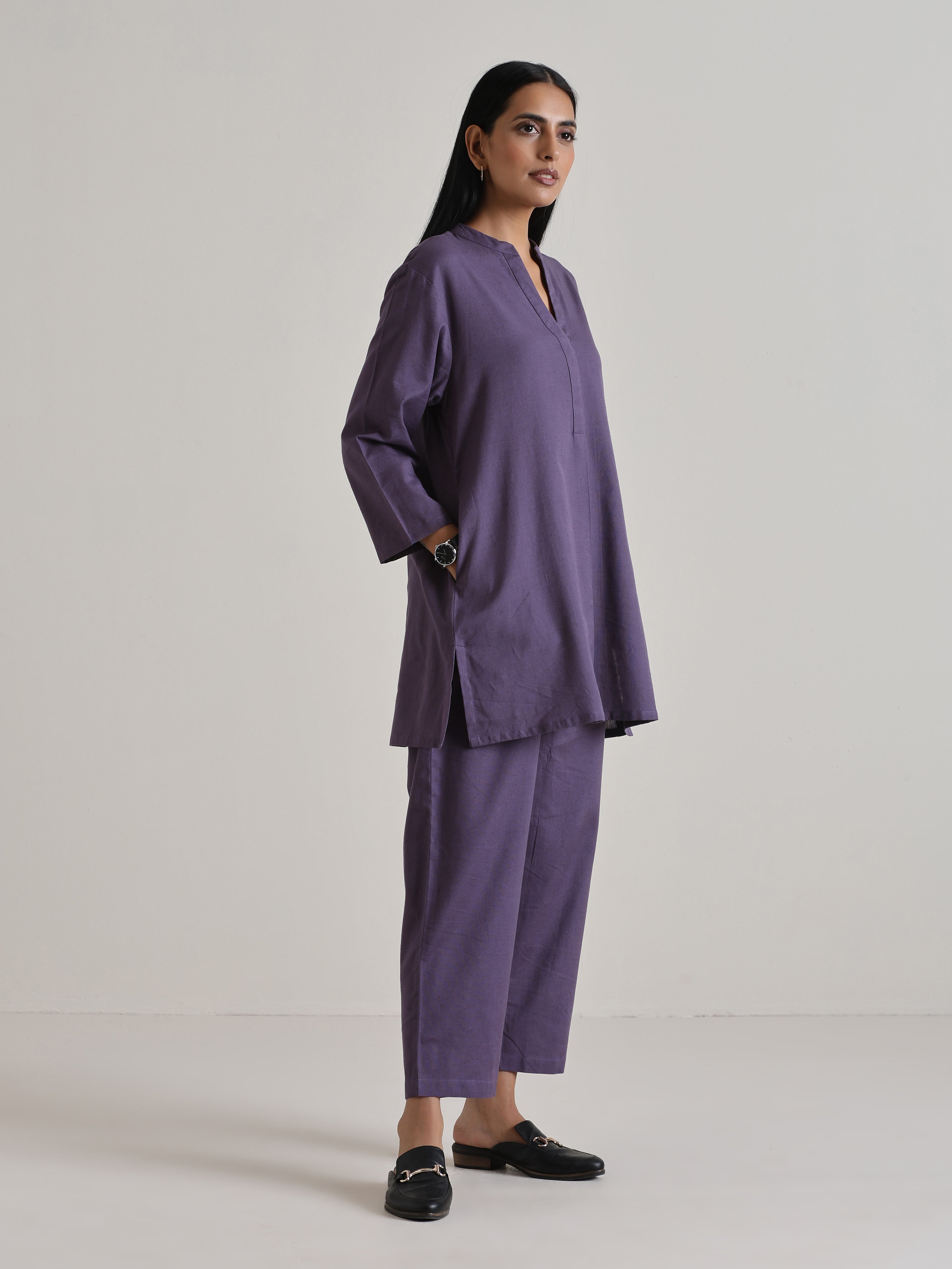 trueBrowns Plum Purple Relaxed Fit Co-Ord Set - Distacart