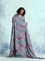 Thumbnail for trueBrowns Grey Printed Velvet Shawl - Distacart