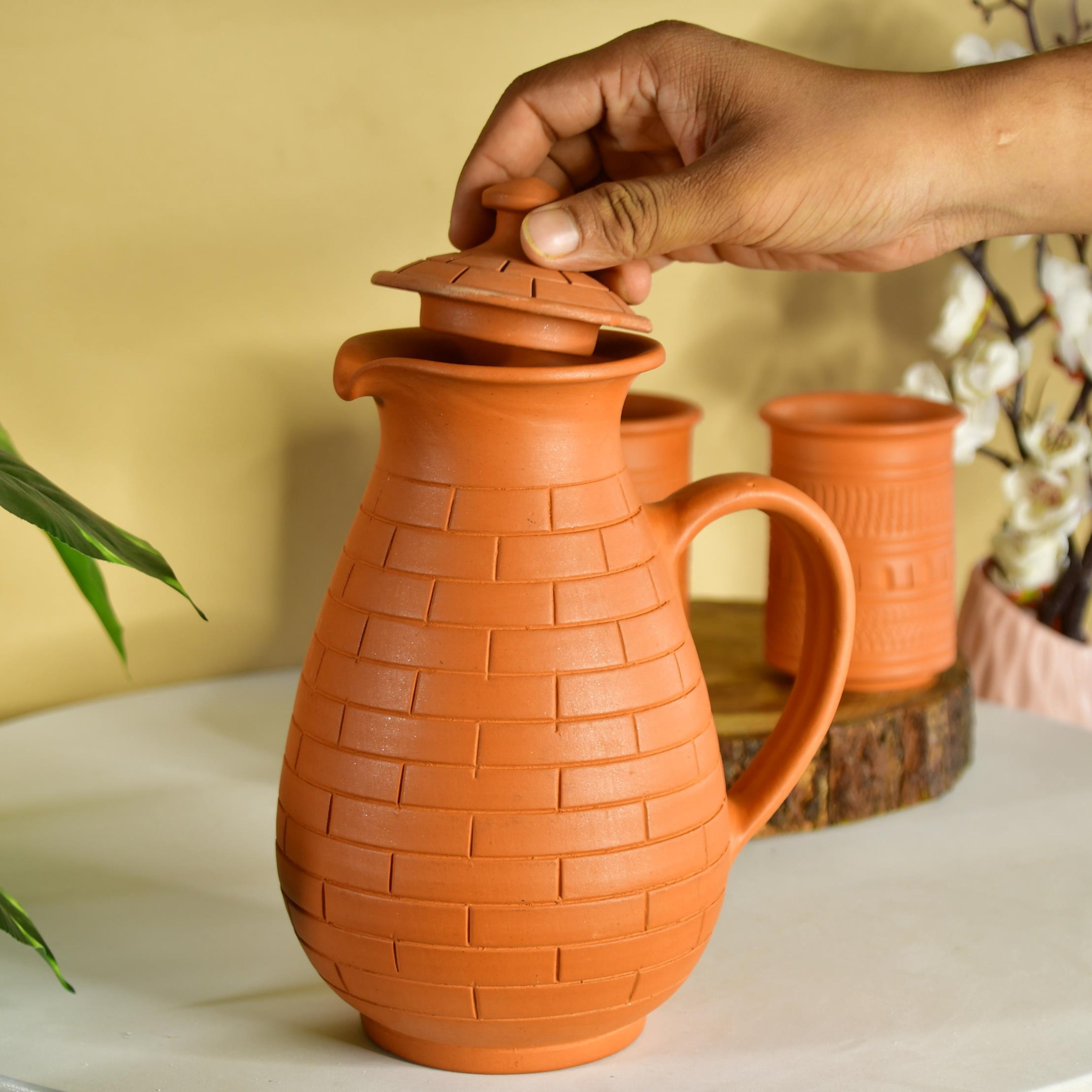 Sowpeace Premium Large Terracotta Jug for Water and Drinks