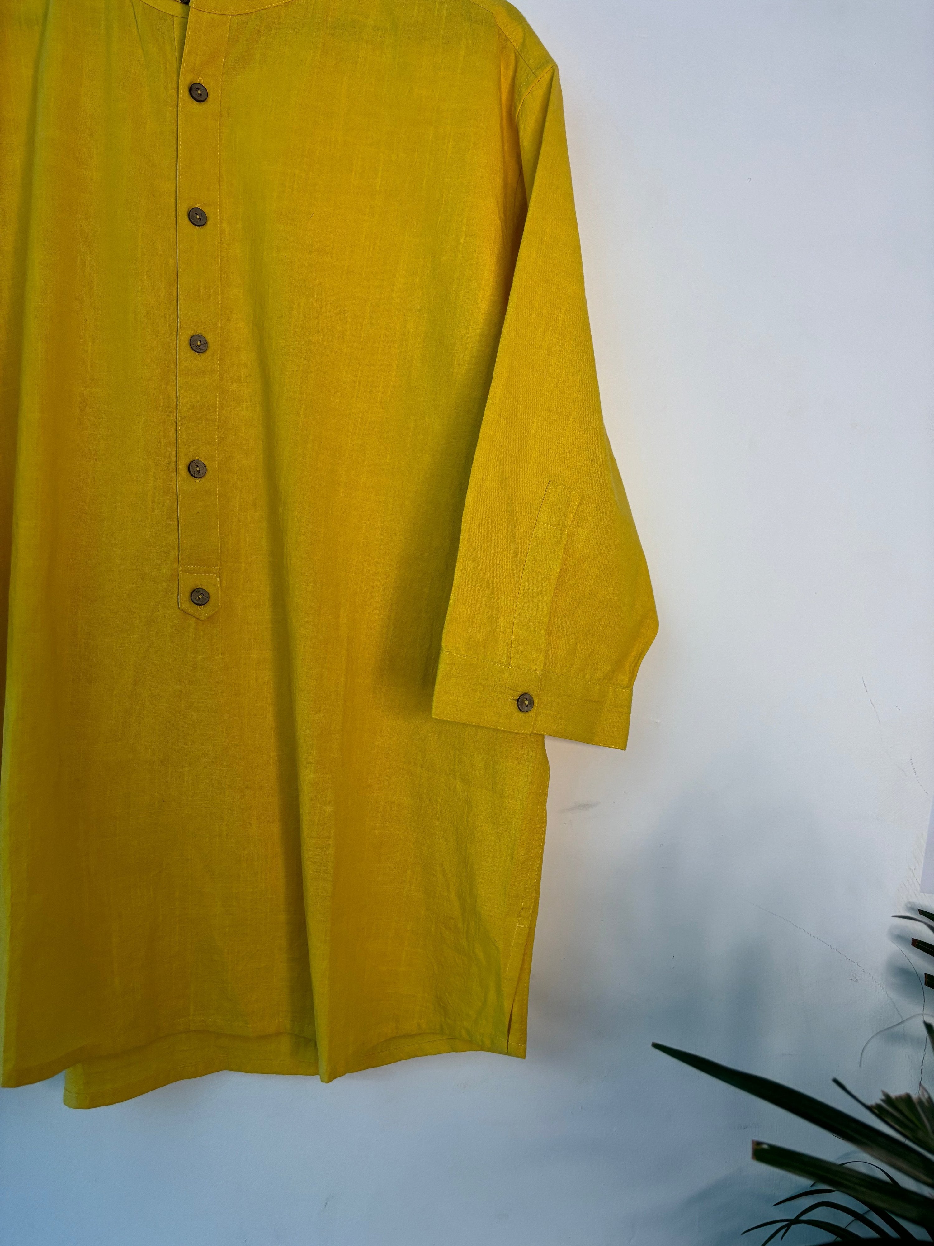 trueBrowns Yellow Slub Short Shirt - Distacart