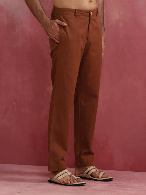 trueBrowns Men's Brown Cotton Twill Pants - Distacart
