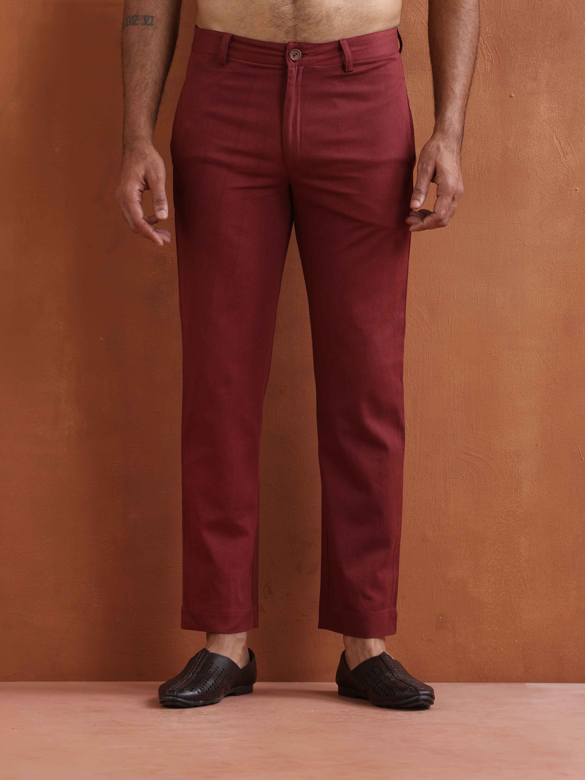 trueBrowns Men's Rust Cotton Twill Pants - Distacart