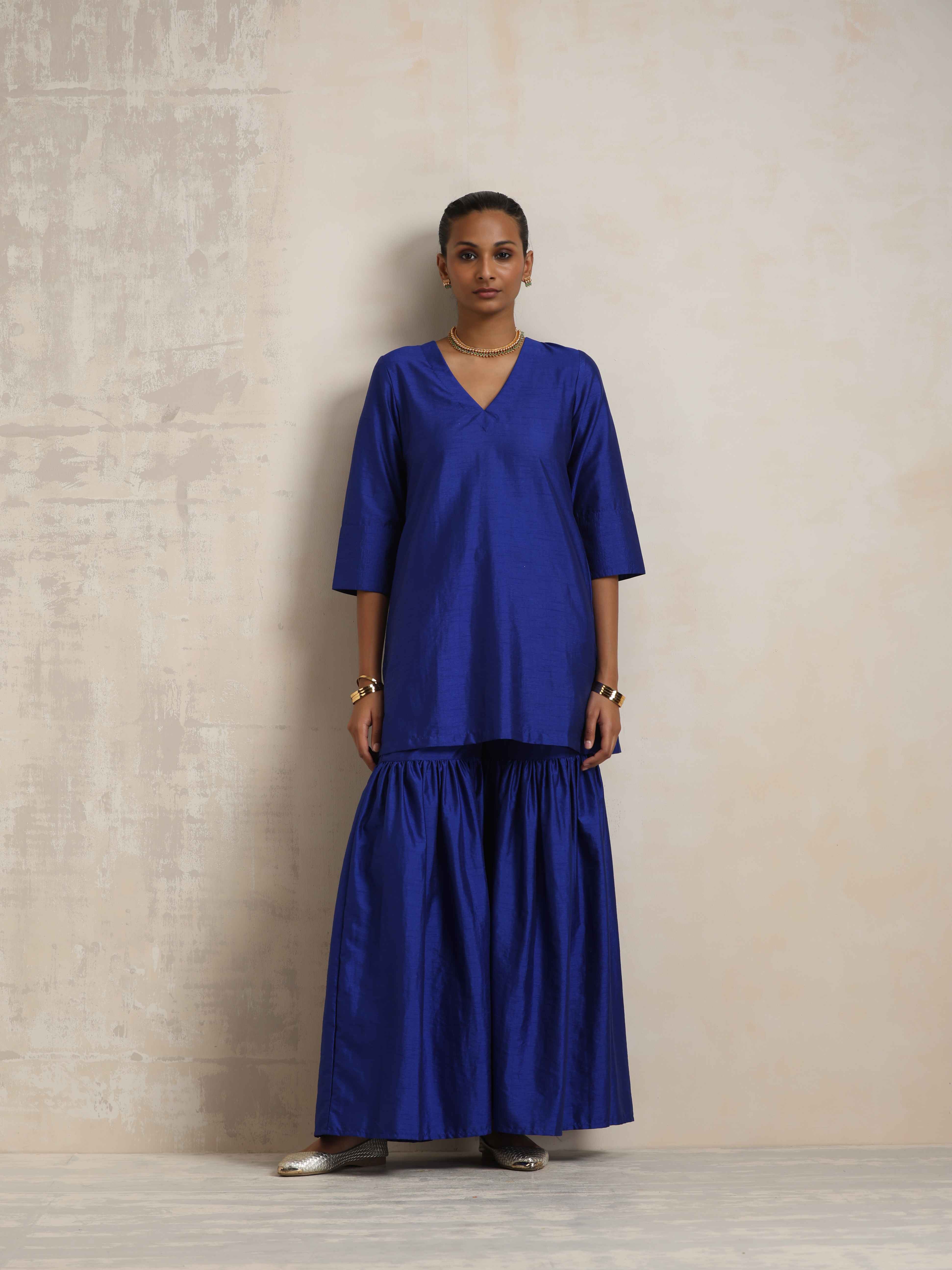 trueBrowns Electric Blue Sharara Dupatta Set - Distacart