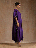Thumbnail for trueBrowns Violet Modal Satin Kaftan Kurta Set - Distacart