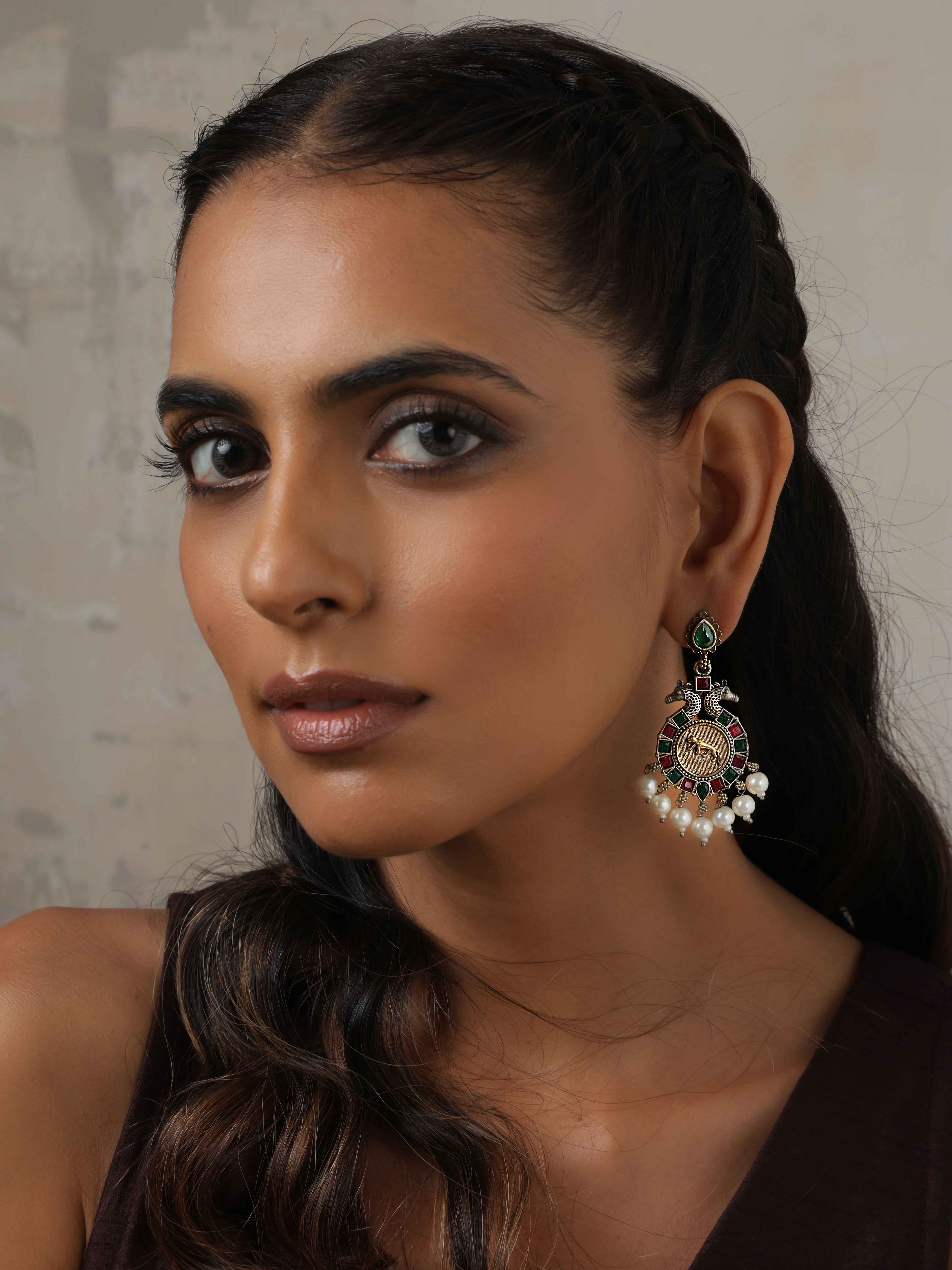 trueBrowns Silver Gold Tone Embossed Earrings - Distacart