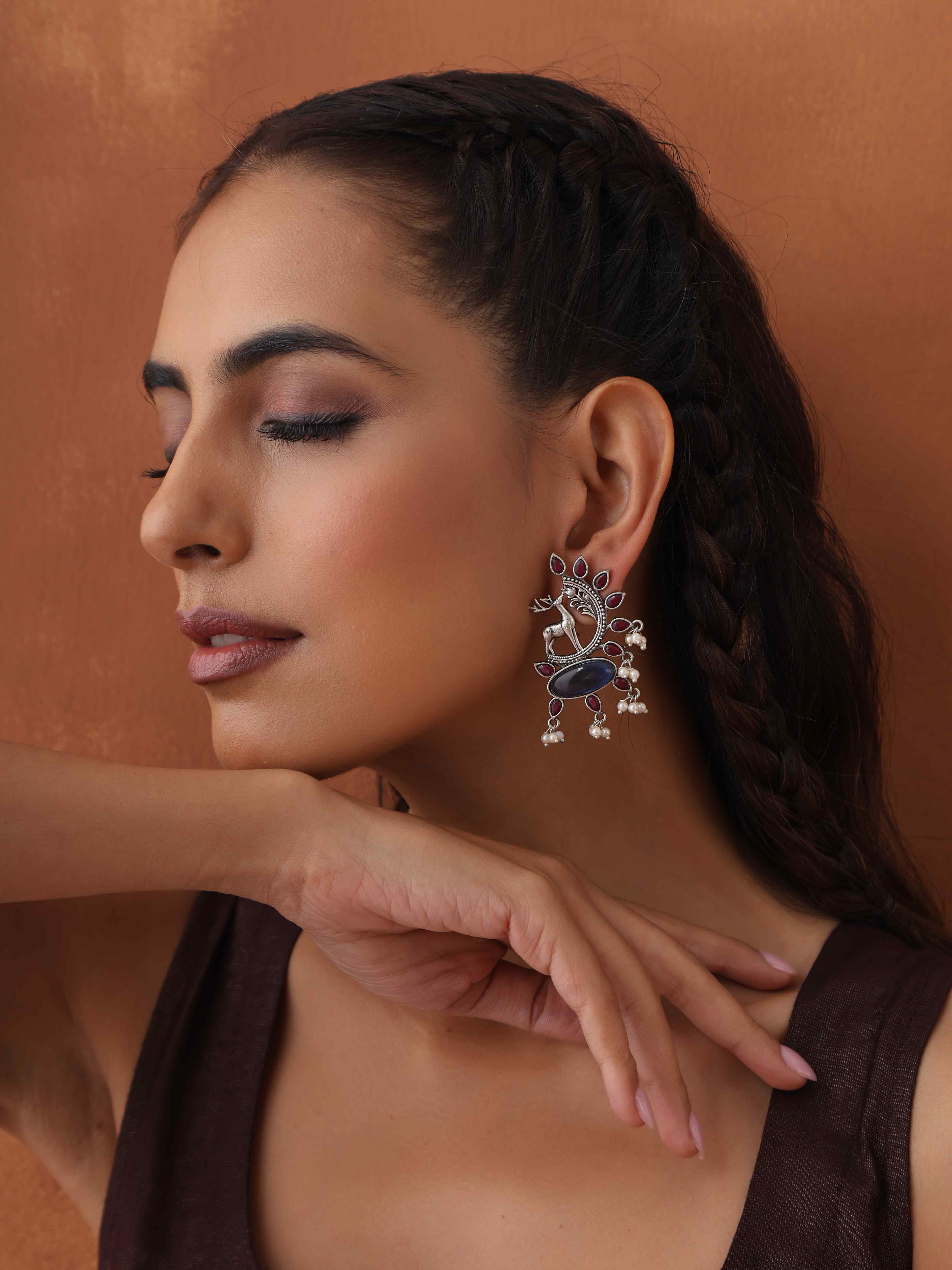 trueBrowns Silver Tone Pearl Drop Earrings - Distacart