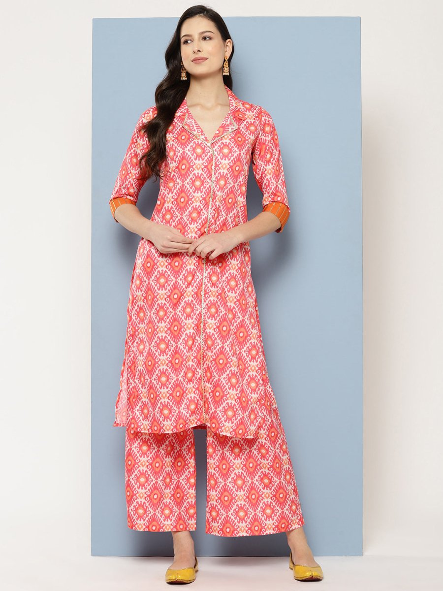 Ahalyaa Women Ethnic Motifs Printed Regular Gotta Patti Kurta with Palazzos - Distacart