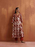 Thumbnail for trueBrowns Rust Metallic Angrakha Kurta Set