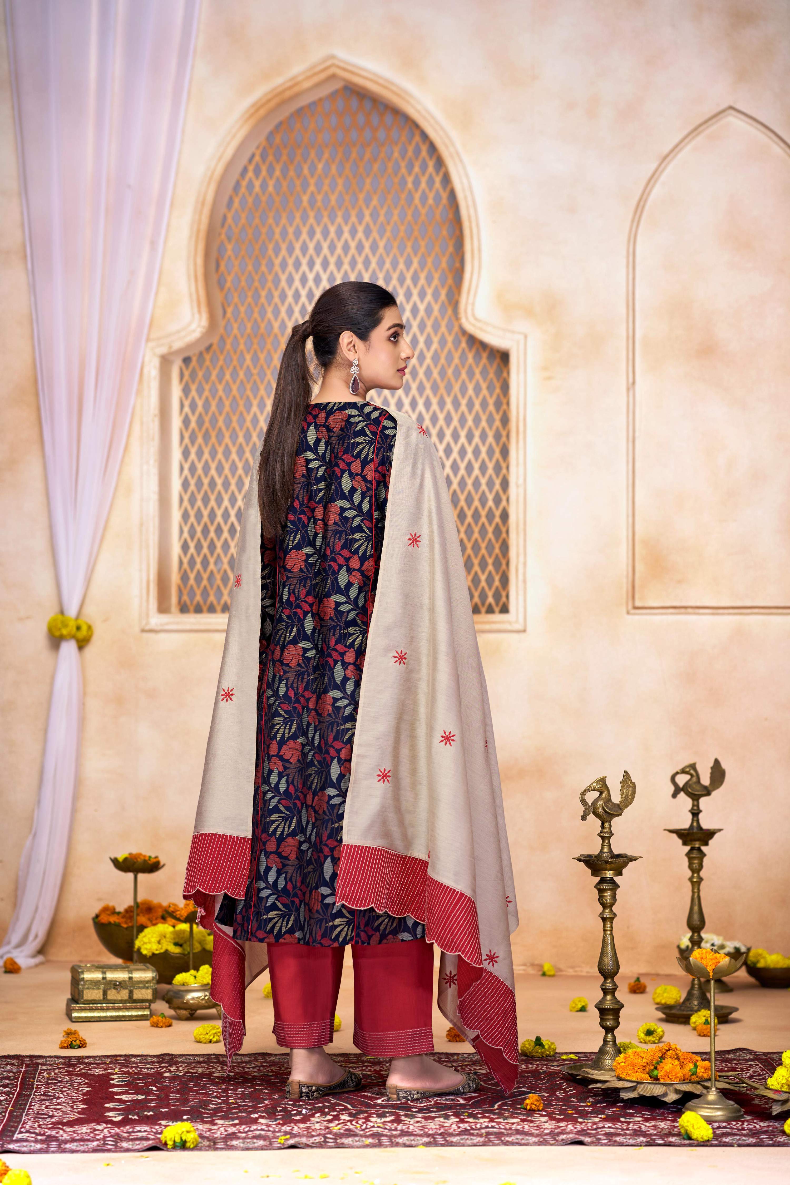 BulBul Rashmi Printed Navy Kurta Set with Dupatta