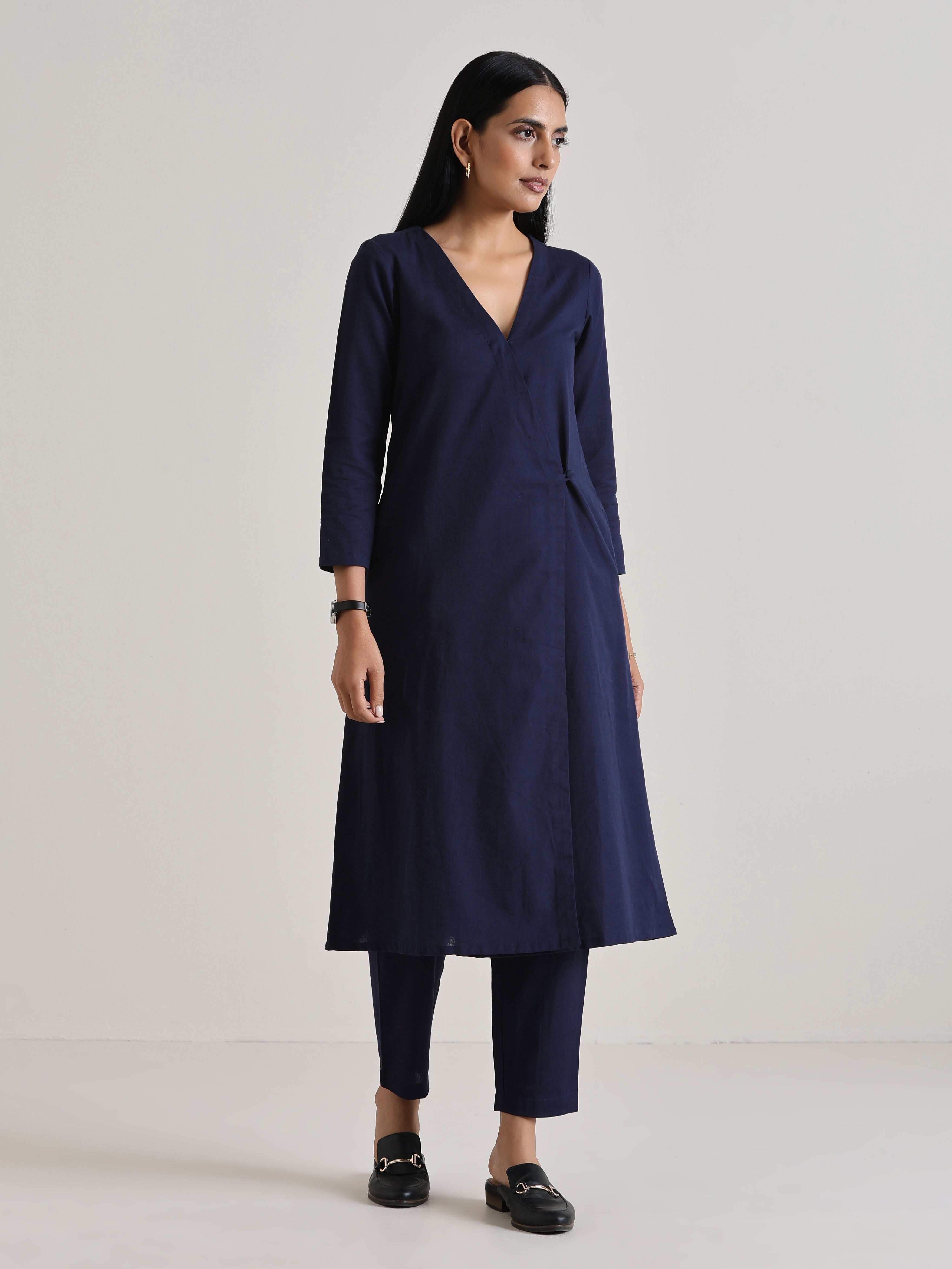 trueBrowns Blue Angrakha Kurta Set - Distacart