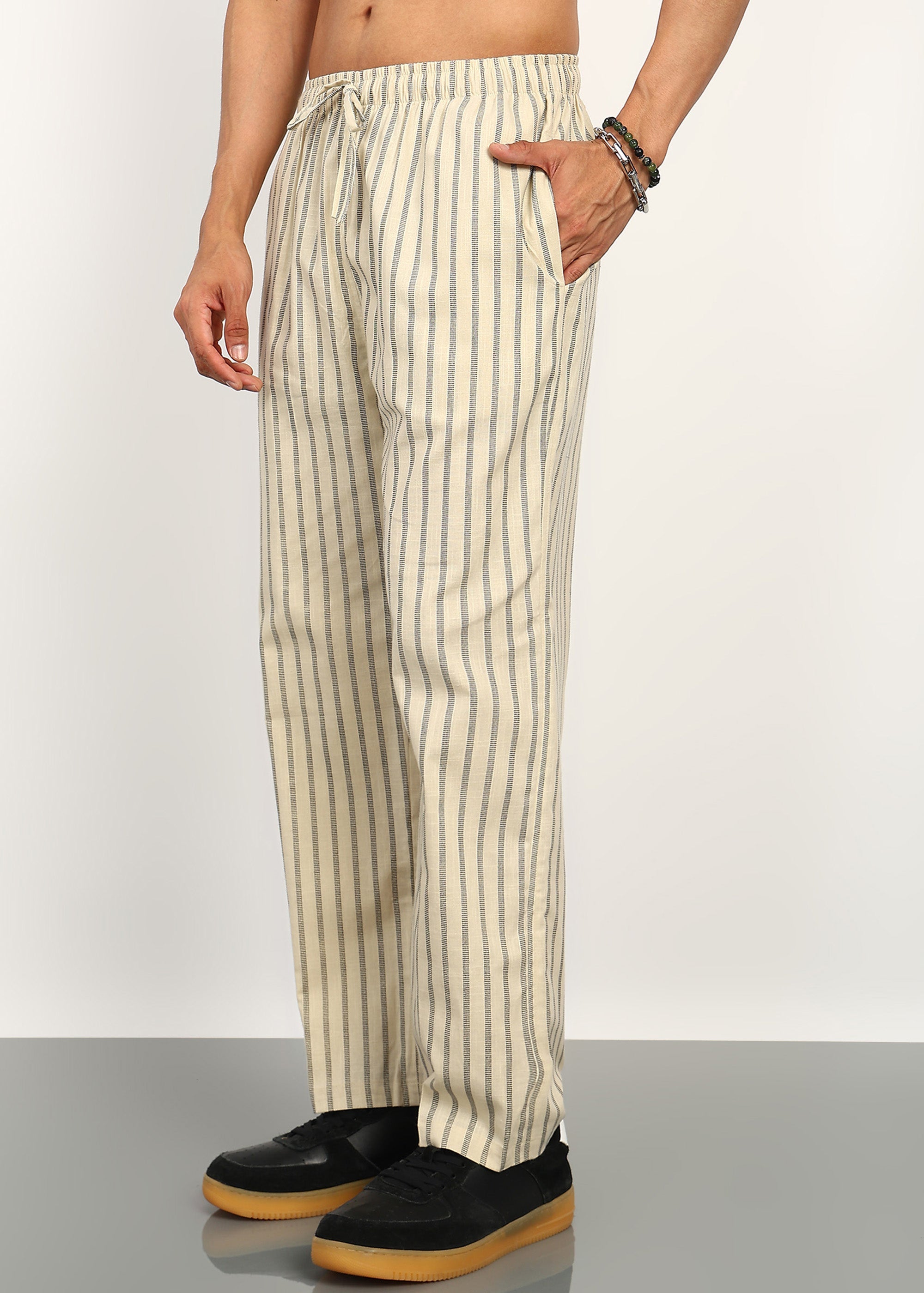 Fabmade Sandline Stripe Linen Trousers - Distacart