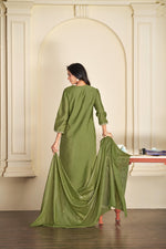 Thumbnail for BulBul Preksha Green & Pink Embroidered Roman Silk Salwar Suit