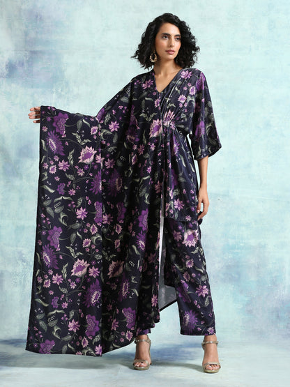 trueBrowns Black Printed Velvet Shawl - Distacart
