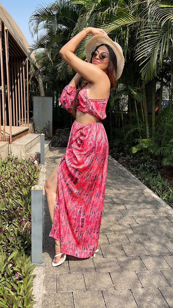 Noroke Sustainable fabric | Bemberg Asymmetrical Printed Long Dress - Distacart