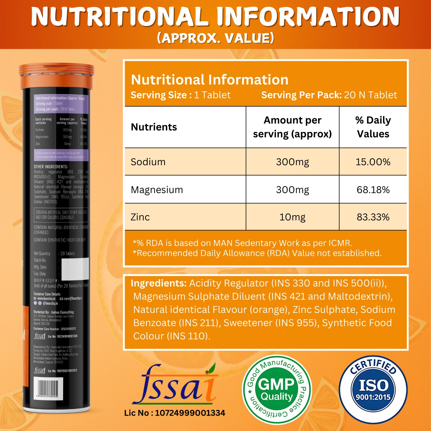 BOOSTIQ Magnesium Effervescent Tablets - Orange Flavour - Distacart