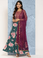 Thumbnail for Ahalyaa Printed Sequinned Ready to Wear Lehenga & Blouse With Dupatta - Distacart