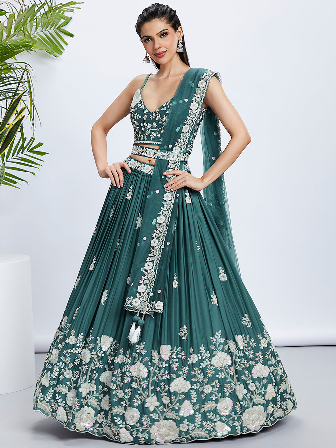 House of Panchhi Pink Pure Georgette Position Printing With Siroski Stone Work Lehenga Choli & Dupatta - Distacart