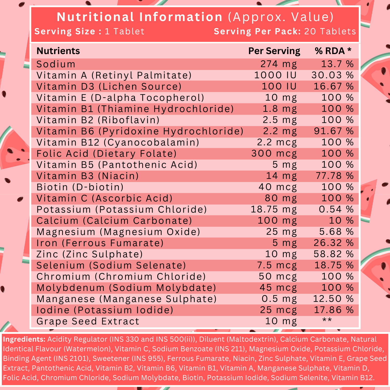 BOOSTIQ Multivitamin EEffervescent Tablets - Watermelon Flavour - Distacart