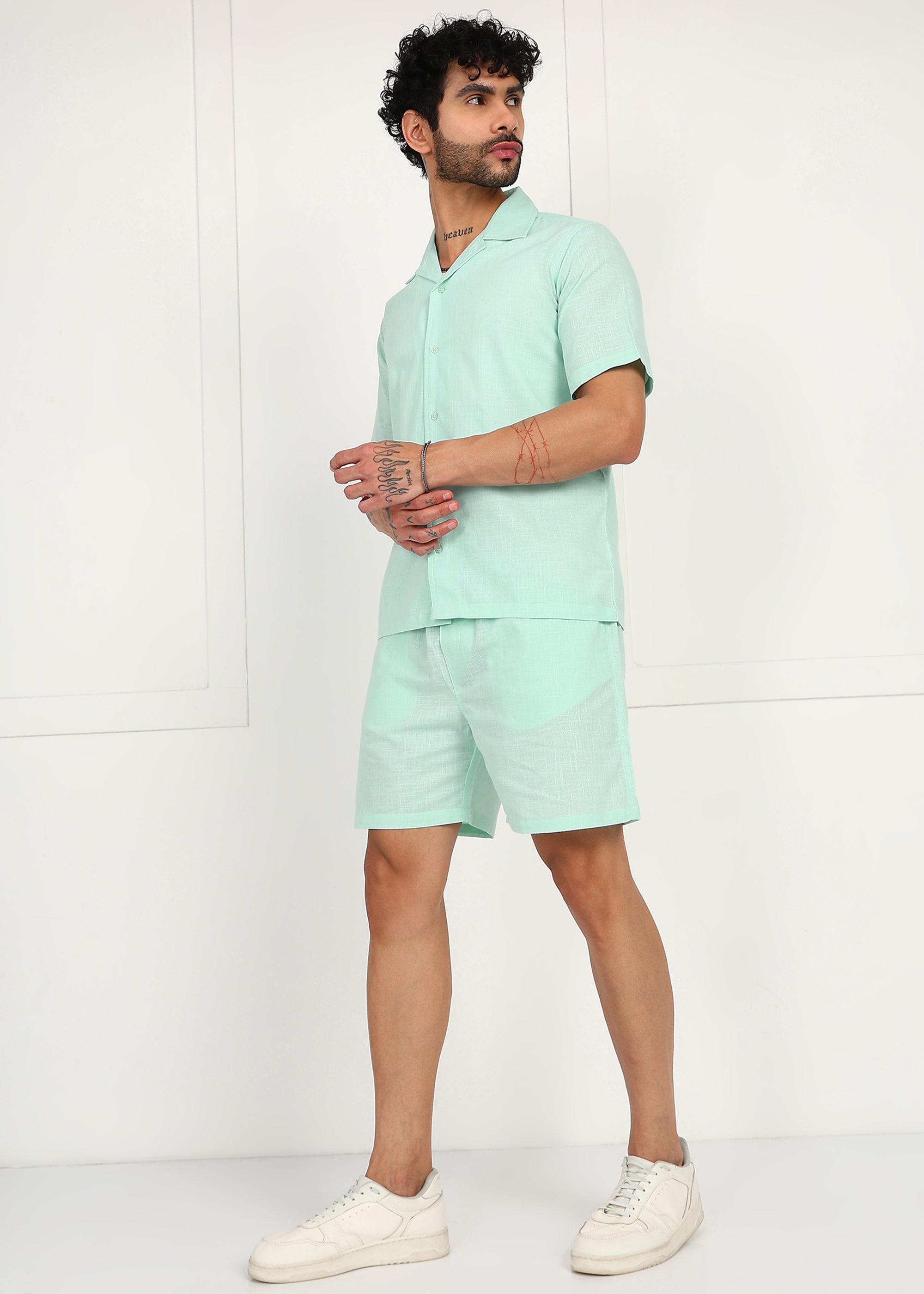 Fabmade Mint Breeze Linen Co-Ord Set - Distacart