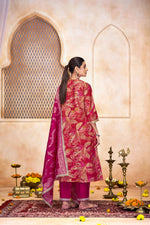 Thumbnail for BulBul Rashmi Printed Fuschia Kurta Set with Dupatta