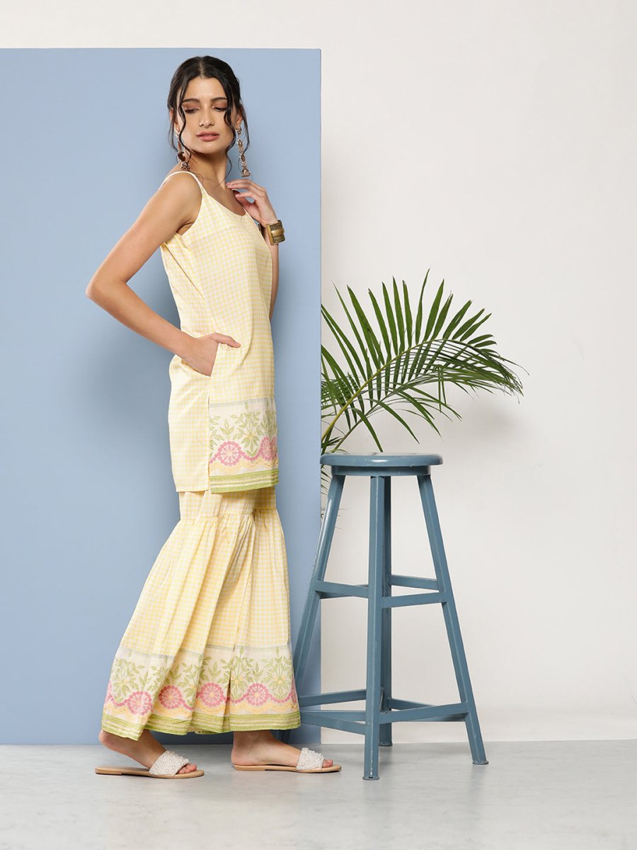 Ahalyaa Women Yellow Kurta with Sharara & With Dupatta - Distacart