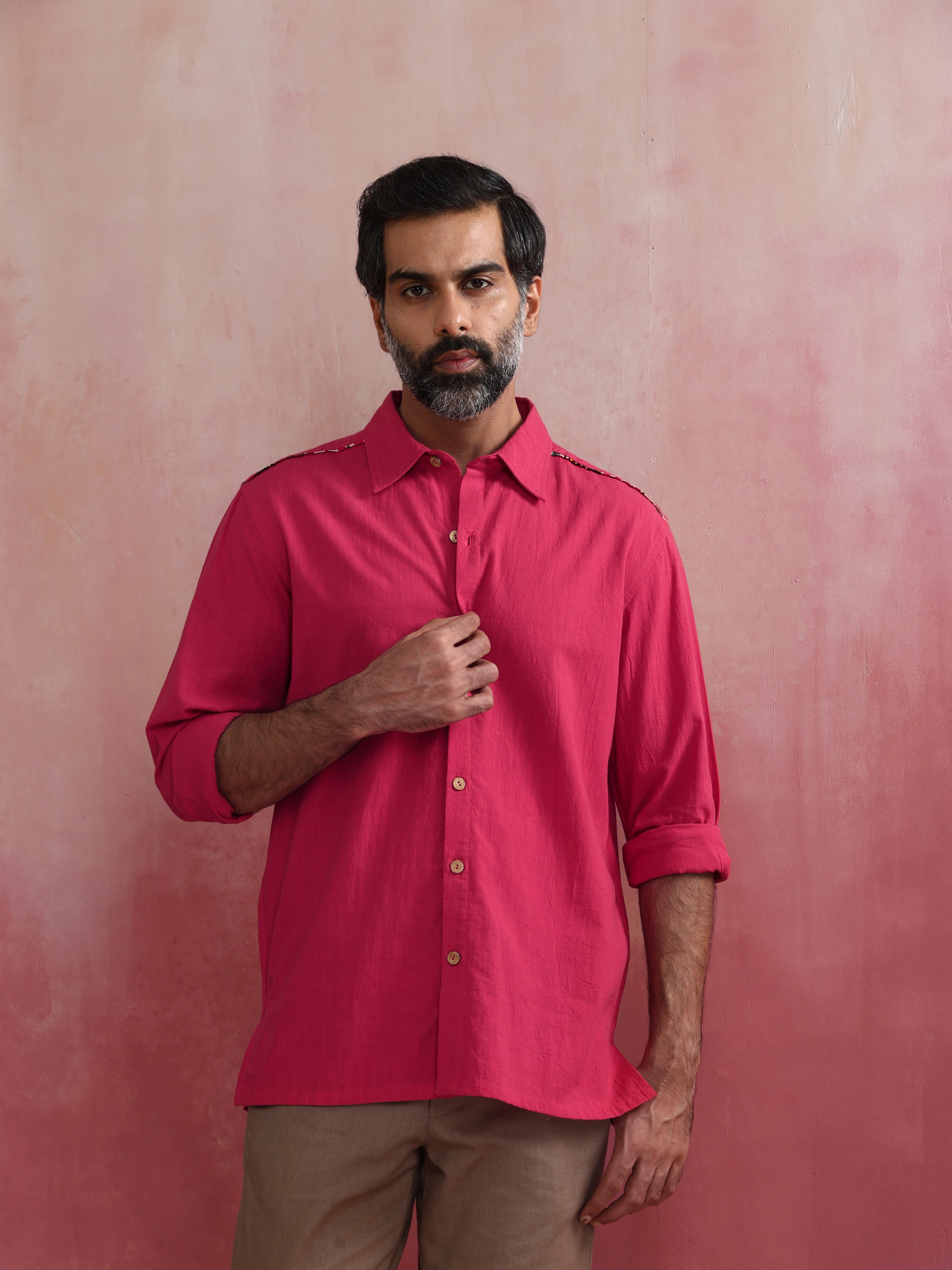 trueBrowns Men's Pink Cotton Shirt - Distacart