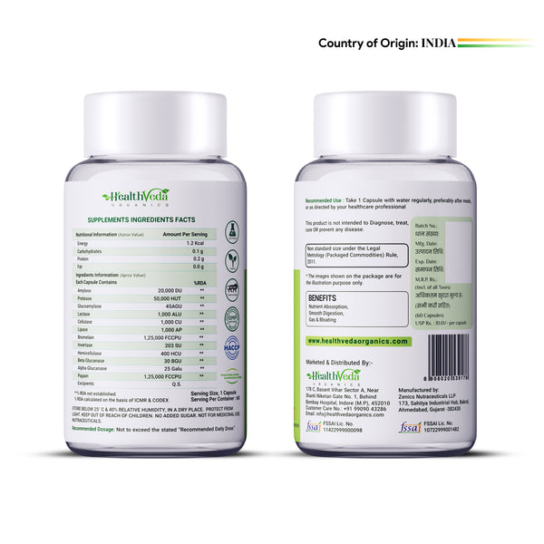 Health Veda Organics Digestive Enzyme Capsules - Distacart