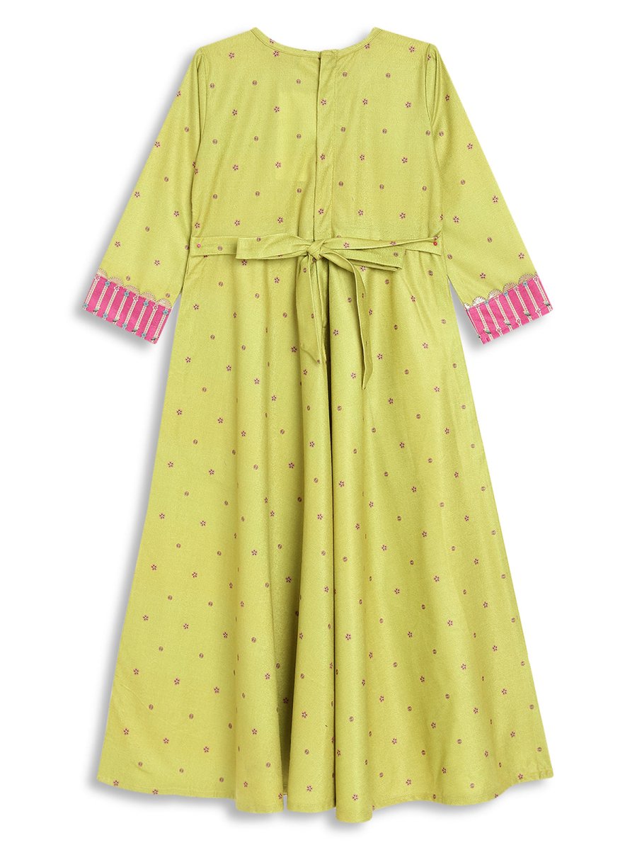 Ahalyaa Girls Printed A-Line Velvet Maxi Kids Ethnic Dress - Distacart