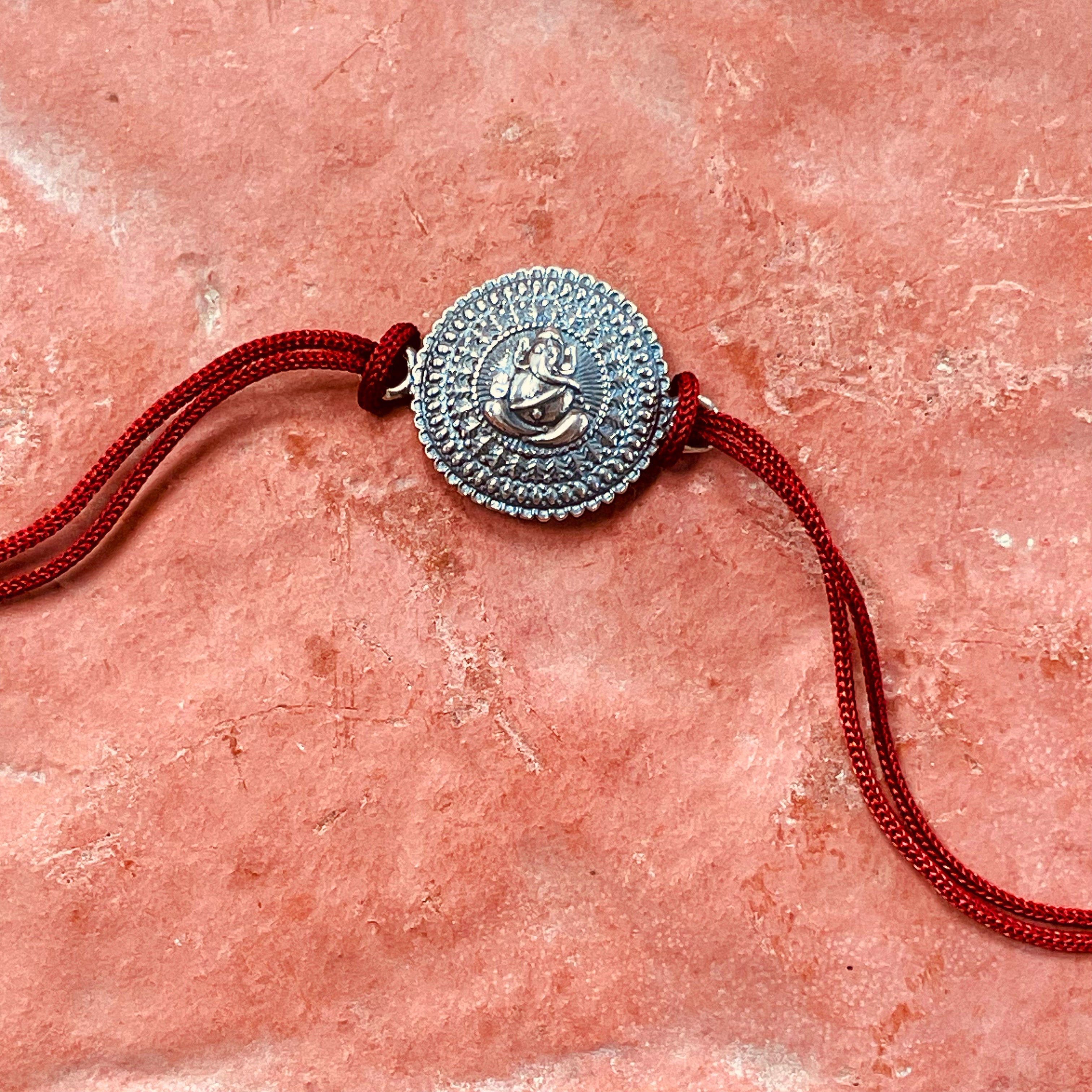 trueBrowns 925 Sterling Silver Embossed Ganesh Idol Thread Rakhi - Distacart