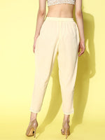 Thumbnail for Ahalyaa Beige Floral Lace Insert Dhoti Pants - Distacart