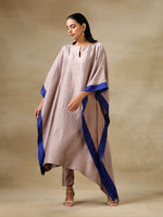 Thumbnail for trueBrowns Grey Textured Silk High Low Kaftan Pant Set - Distacart
