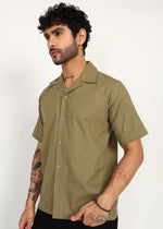Thumbnail for Fabmade Olive Breeze Linen Shirt - Distacart