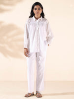 Thumbnail for trueBrowns White Cotton Shirt Co-ord Set - Distacart