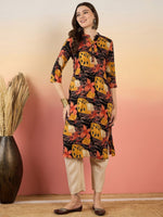 Thumbnail for Anouk Floral Printed Mandarin Collar Straight Kurta