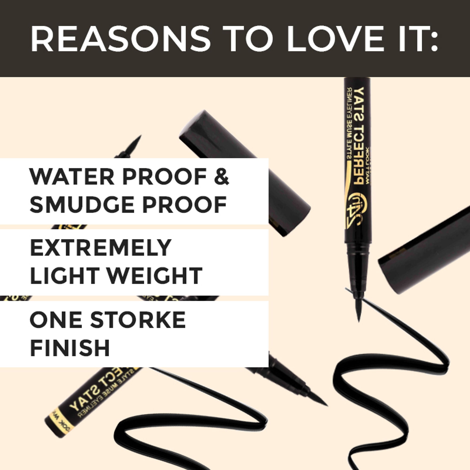 Matt Look Perfect Stay Style Muse Eyeliner 24 Hours - Jet Black - Distacart