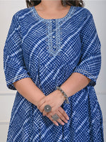 Thumbnail for Swasti Checked Embroidered Fit & Flare Midi Dress