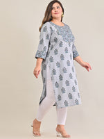 Thumbnail for Swasti Women Grey Floral Printed Floral Pure Cotton Kurta - Distacart