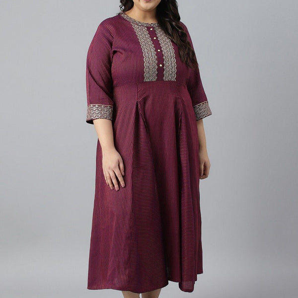 AURELIA Plus Size Striped Sequined Midi Fit & Flare Dress - Distacart