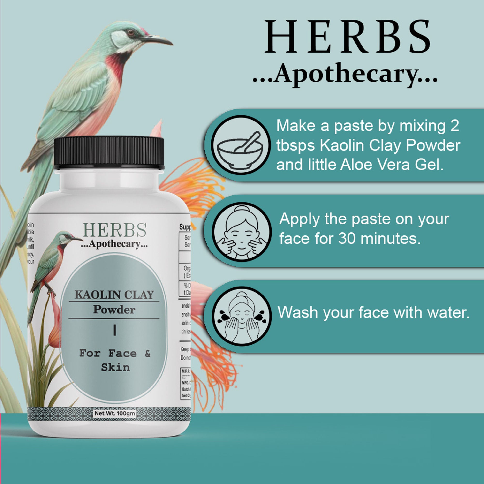 Zenvista Herbs Apothecary Kaolin Clay Powder For Face And Skins - Dista