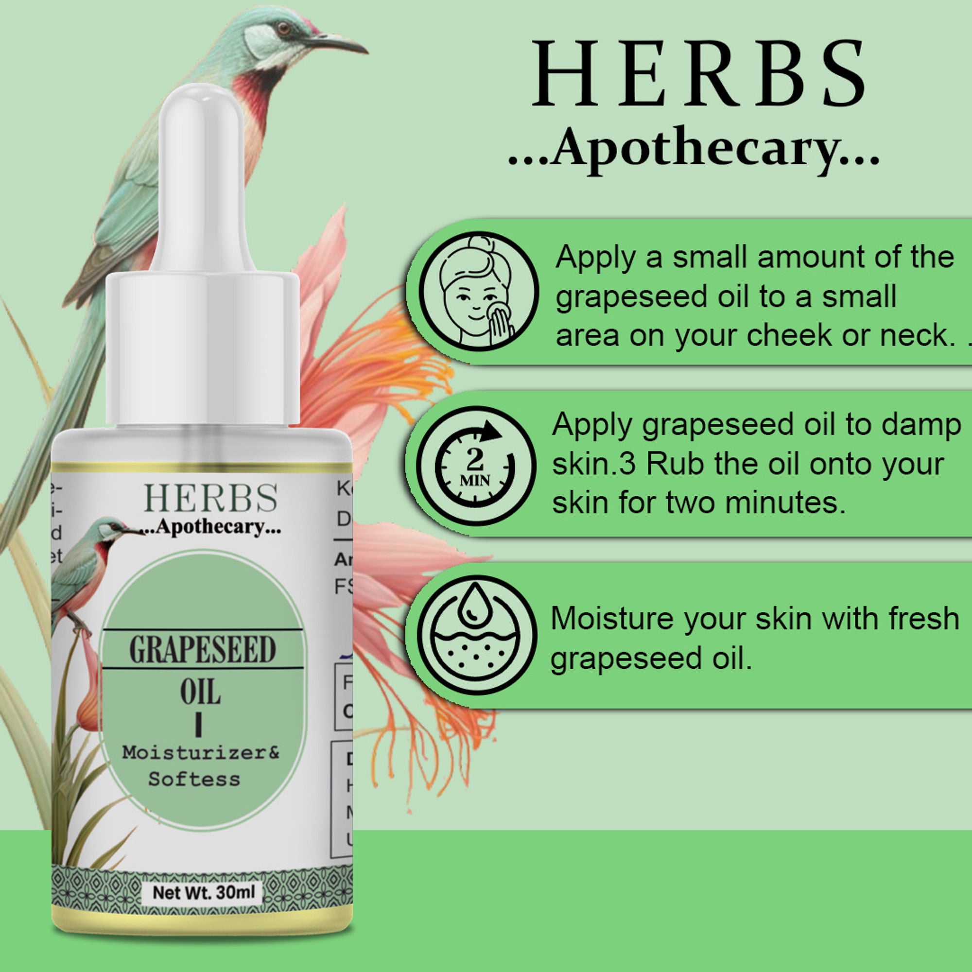 Zenvista Herbs Apothecary Grape Seed Oil For Moisturizer & Softens - Dista