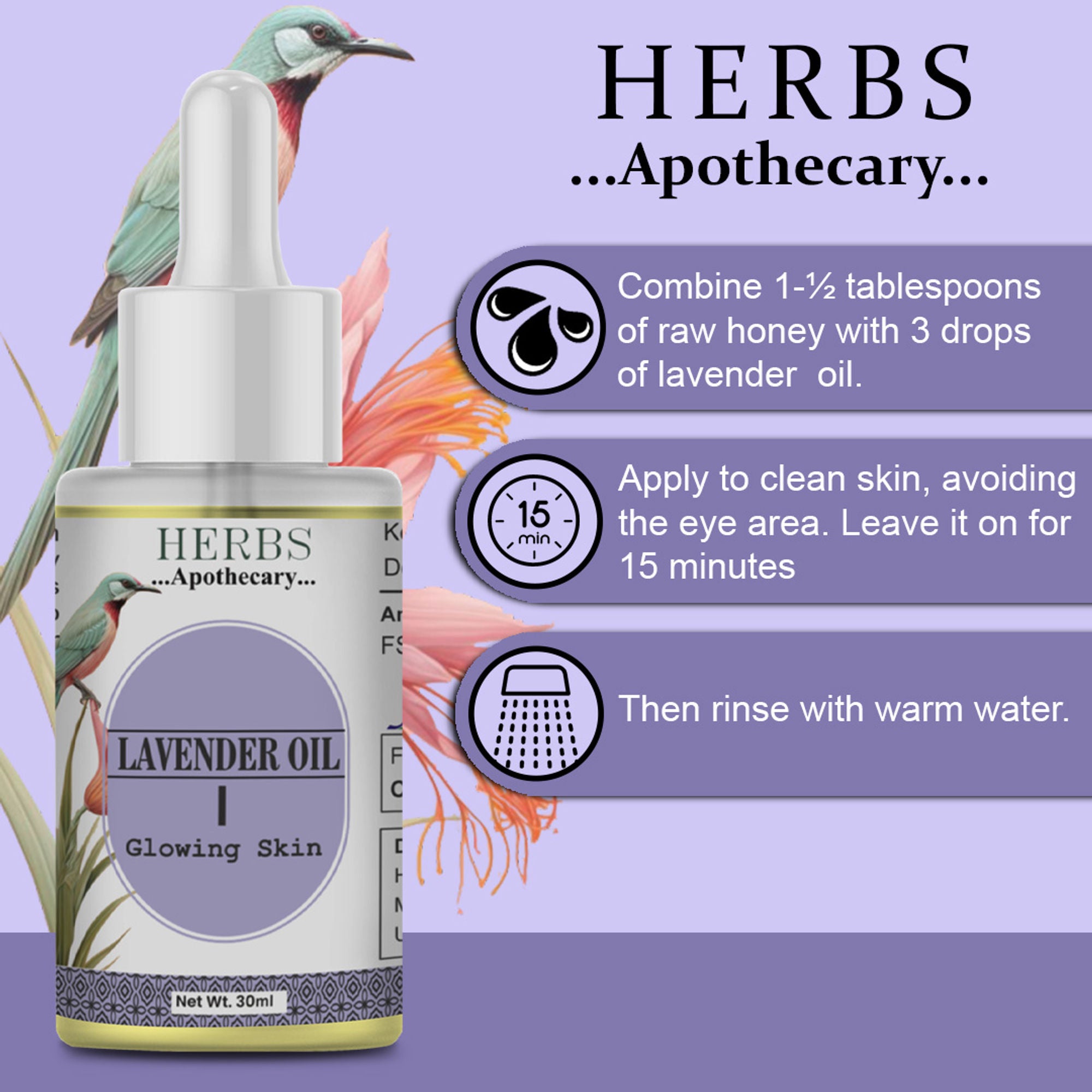 Zenvista Herbs Apothecary Lavender Oil For Glowing Skin - Dista