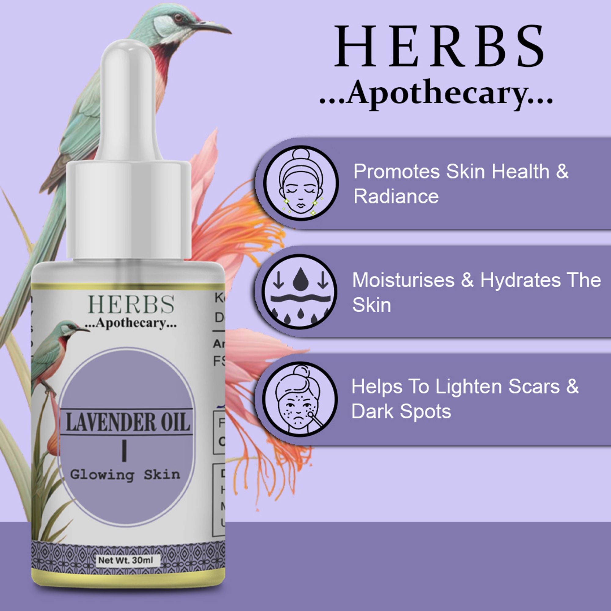 Zenvista Herbs Apothecary Lavender Oil For Glowing Skin - Dista