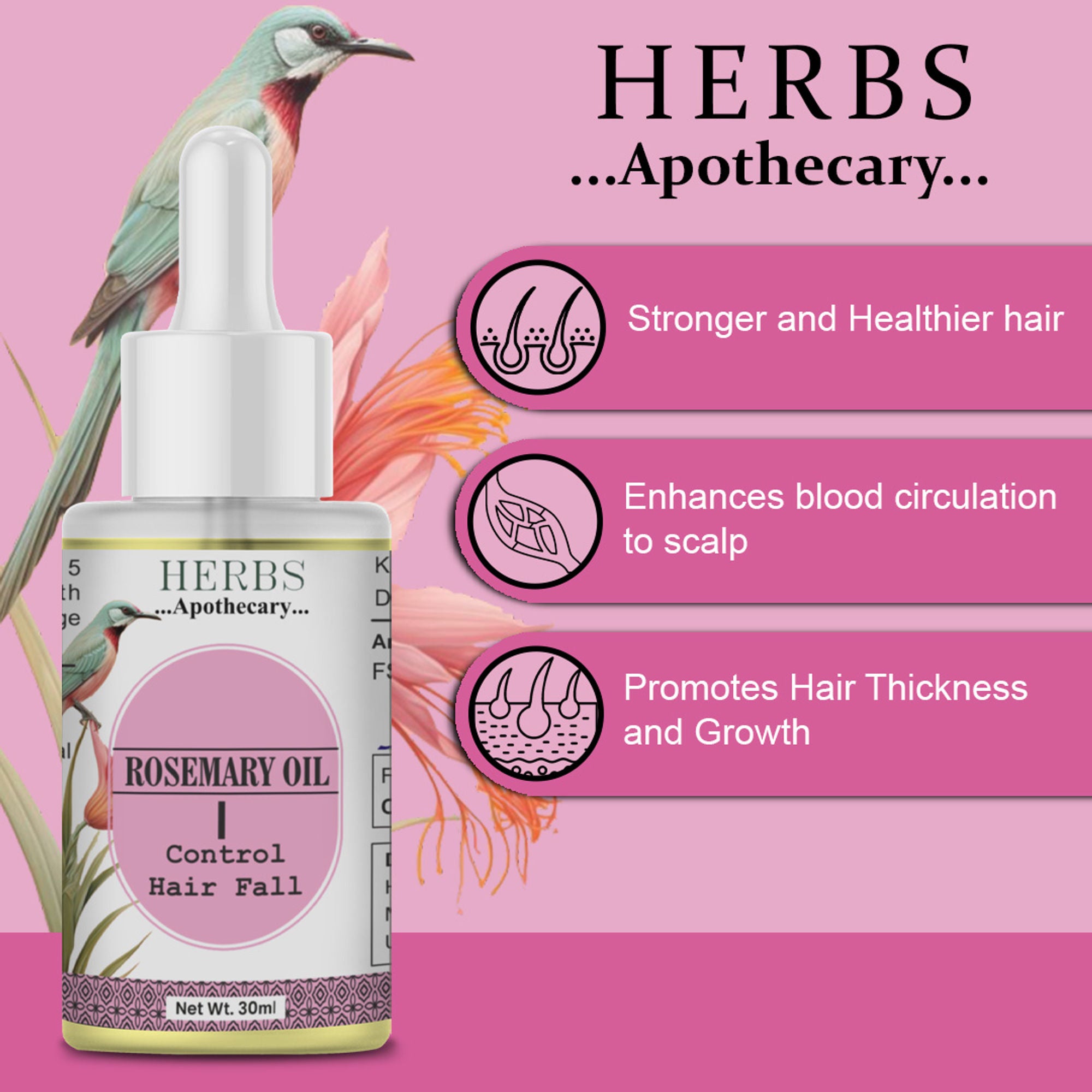 Zenvista Herbs Apothecary Rosemary Oil For Control Hair Fall - Dista