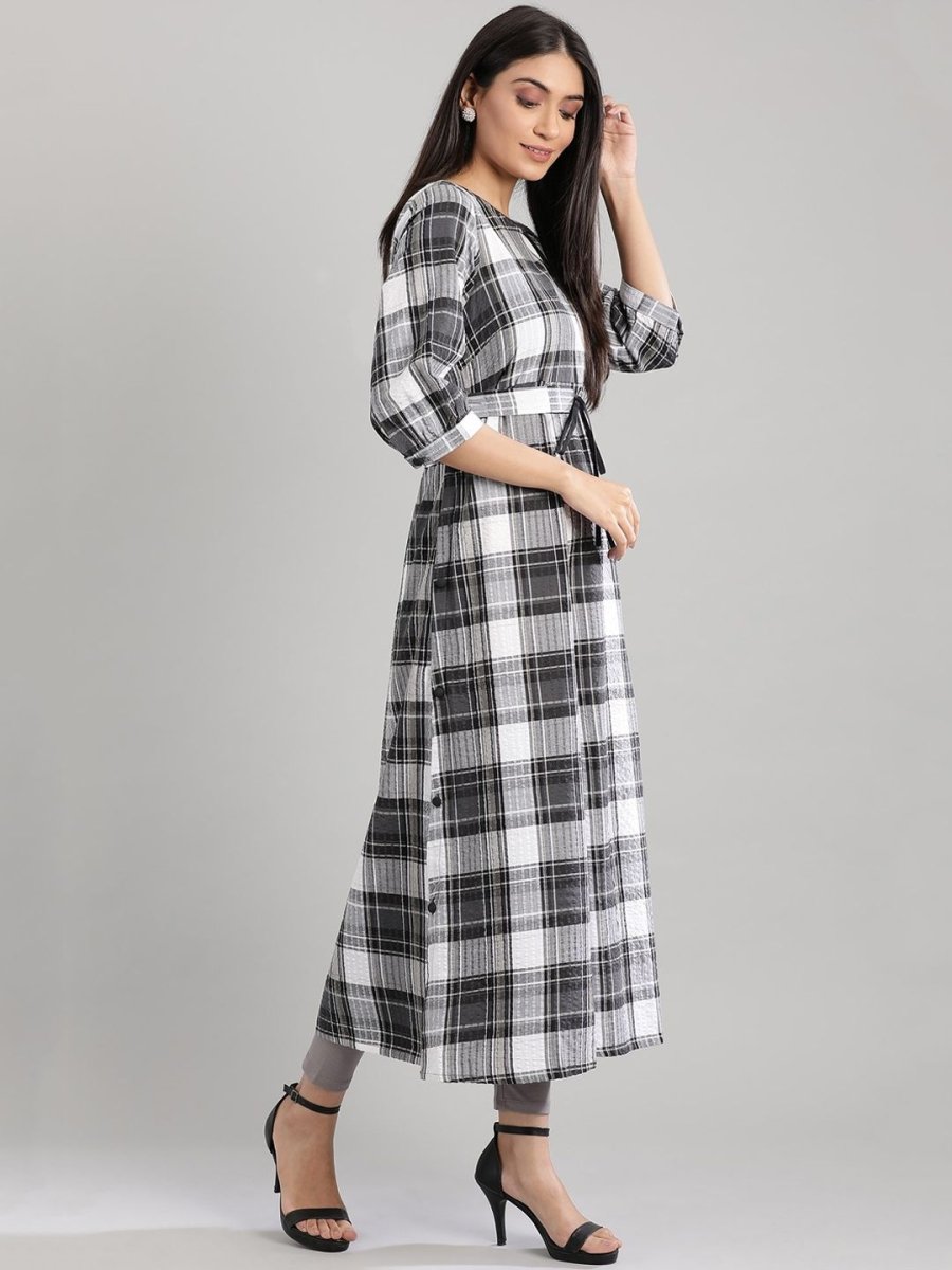 AURELIA Black Checked Empire Midi Dress