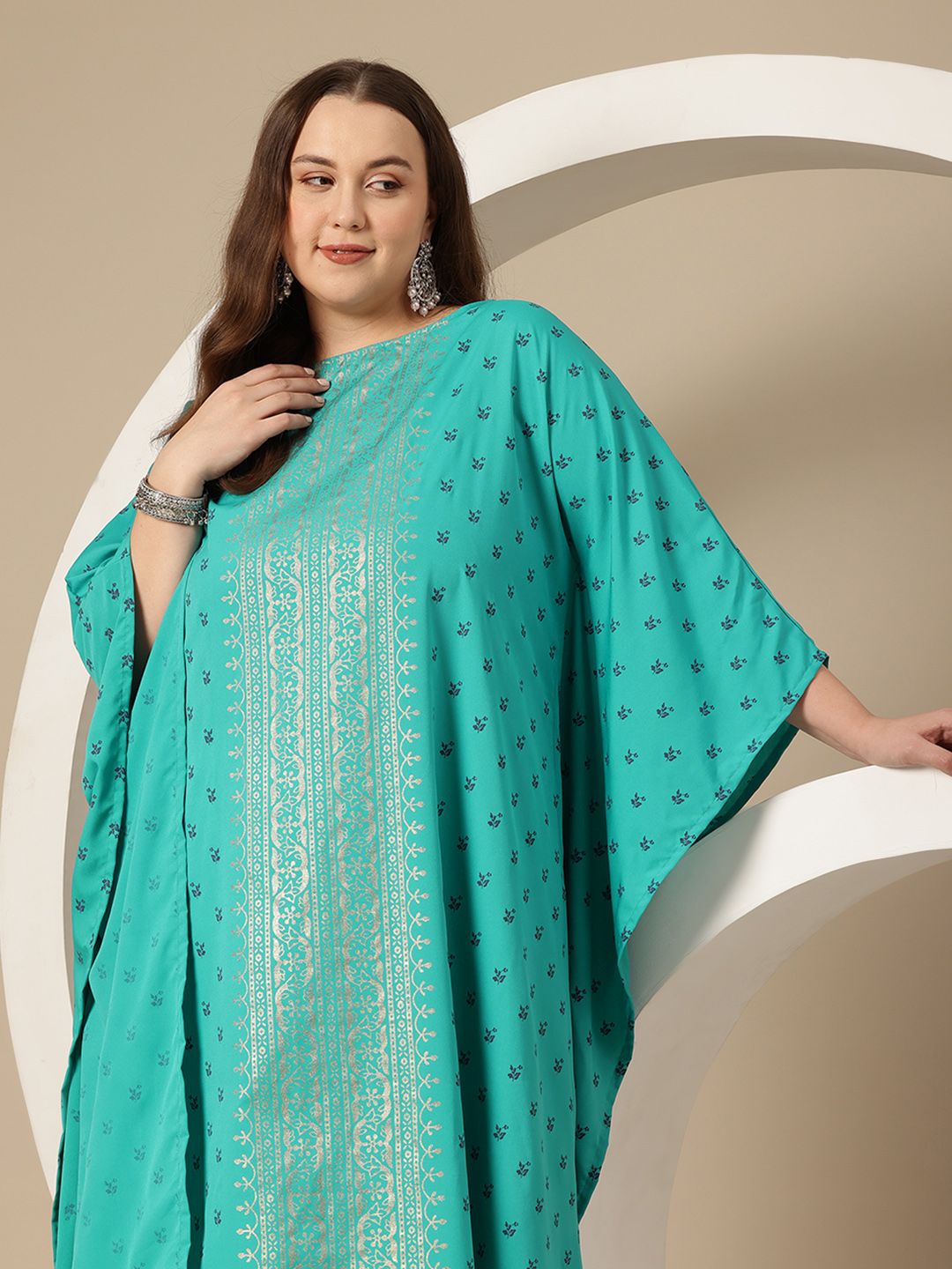 Sztori Plus Size Floral Printed Flared Sleeves Floral Kaftan Kurta - Distacart